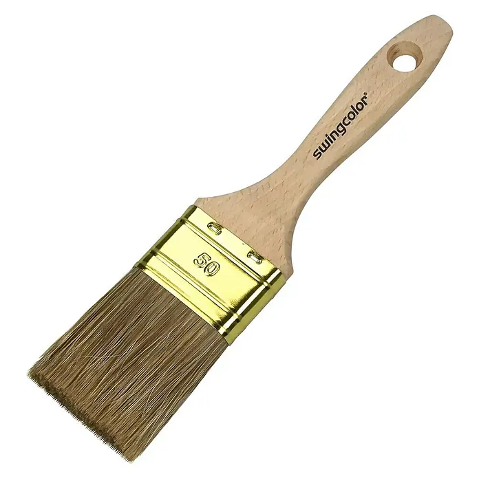 swingcolor Premium Ravni kist za lazuru - Širina kista: 50 mm, Hollester mješavina, Prirodno drvo - Pogled sprijeda