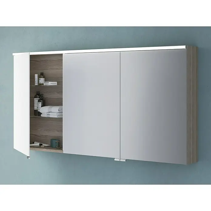 Camargue LED-Spiegelschrank Cube/Loft - B x H: 120 x 62 cm, Mit Beleuchtung, MDF, Eiche Cordoba - Rechte Seitenansicht