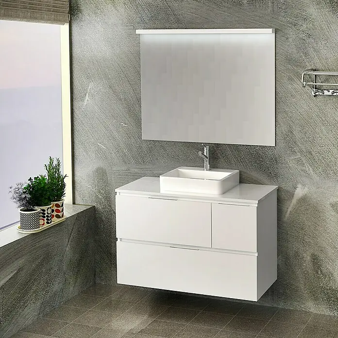 Mueble de lavabo Tina Paris - L x An x Al: 46 x 100 x 64 cm, Blanco - Foto ambiente