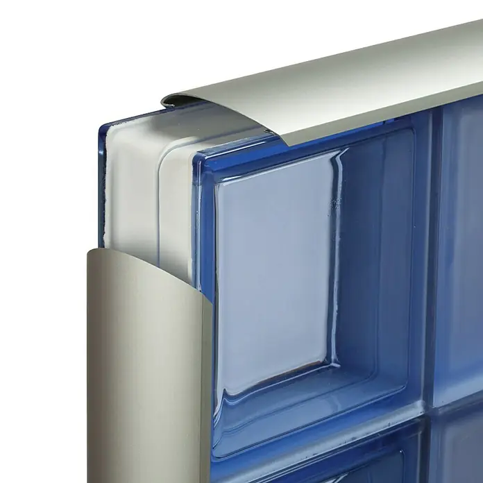 Perfil de bloques de vidrio - Blanco, 1 m x 8 cm, Material: Aluminio - Primer plano