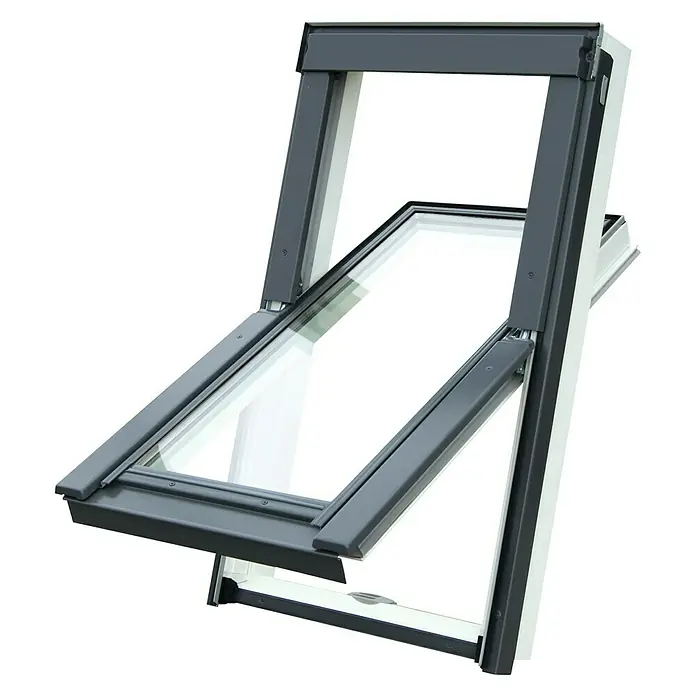 Solid Elements Pro Dachfenster - B x H: 78 mm x 117,8 cm, Kunststoff, Grau/Anthrazit - Vorderansicht