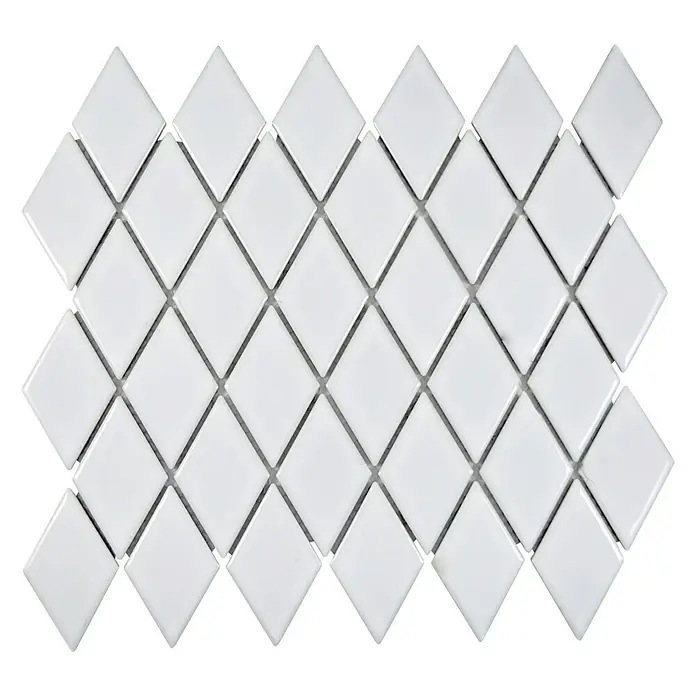 Mosaikfliese Diamant DS W09S - 26,6 x 30,75 cm, Weiß, Glänzend - Ansicht von oben