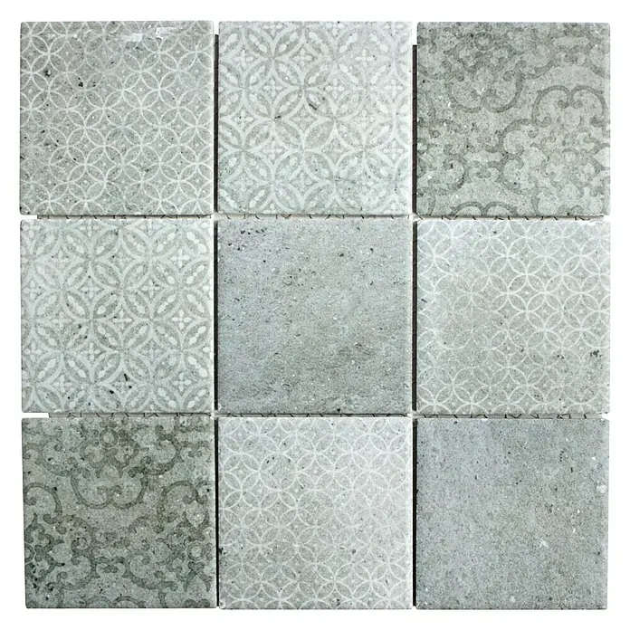 Mosaikfliese Quadrat Shabby CELLO - 29,8 x 29,8 cm, Grau, Matt - Ansicht von oben