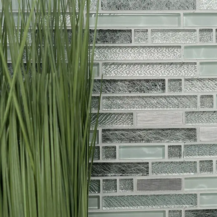 Mosaikfliese Verbund Crystal Mix XCM MV698 - 29,8 x 30,4 cm, Grau/Silber, Glänzend