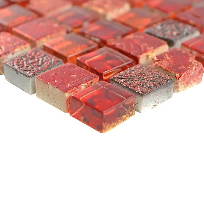 Mosaikfliese Quarat Crystal Mix XCM M720 - 30 x 30 cm, Rot, Glänzend - Detailaufnahme