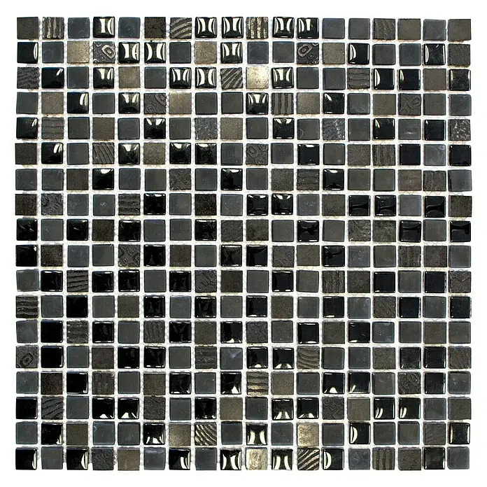 Mosaikfliese Quadrat Crystal Mix XCM HQ19 - 30,5 x 30,5 cm, Schwarz, Matt - Ansicht von oben