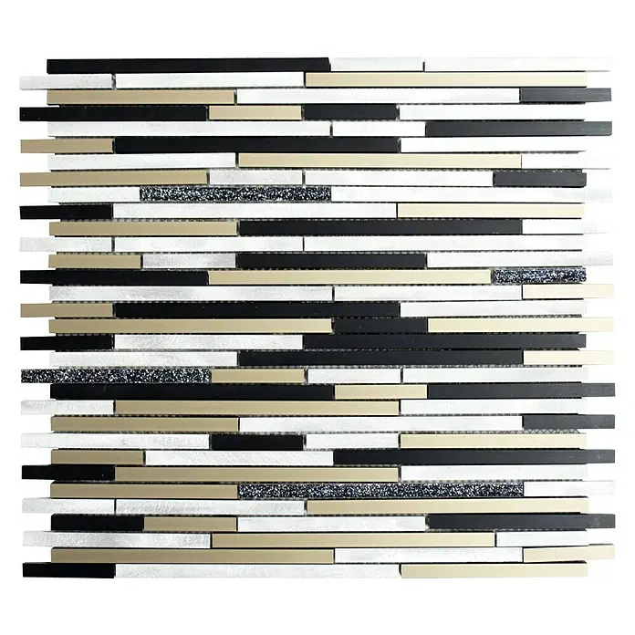 Mosaikfliese Verbund Mix ALF S401 - 30 x 30 cm, Schwarz/Bronze/Gold, Matt - Ansicht von oben