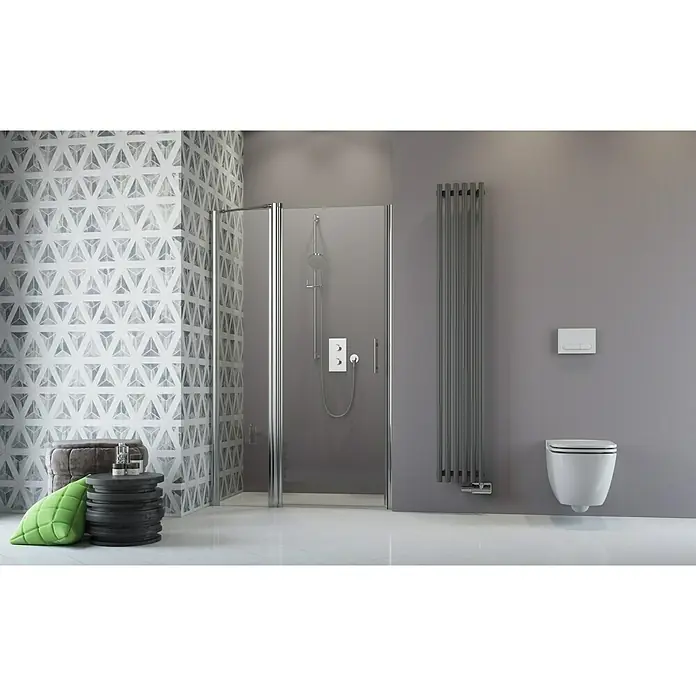Camargue Vario Nischendusche S3+S16+S9 - 150 x 195 cm, Stärke: 6 mm, Silber - Vorderansicht
