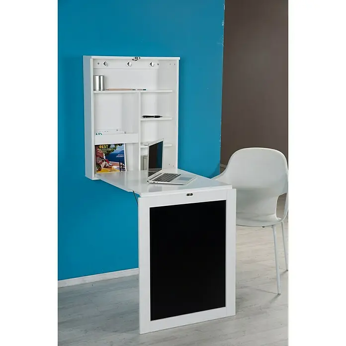 Phönix Wandschreibtisch York - L x B x H: 60 x 75,5 x 149 cm, Weiß/Schwarz - Stimmungsaufnahme