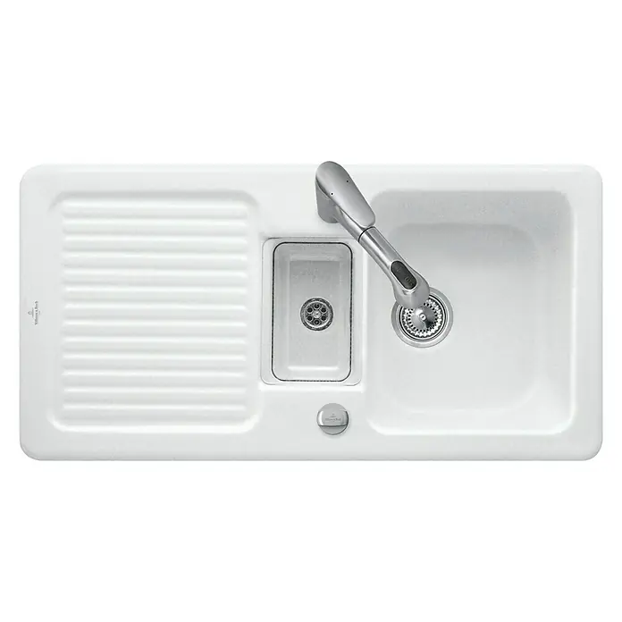 Villeroy & Boch Einbauspüle Condor - 100 x 51 cm, 1½ Becken, Keramik, Weiß - Ansicht von oben