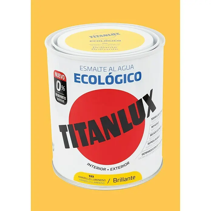 Titanlux Esmalte de color Eco - Amarillo luminoso, 750 ml, Brillante