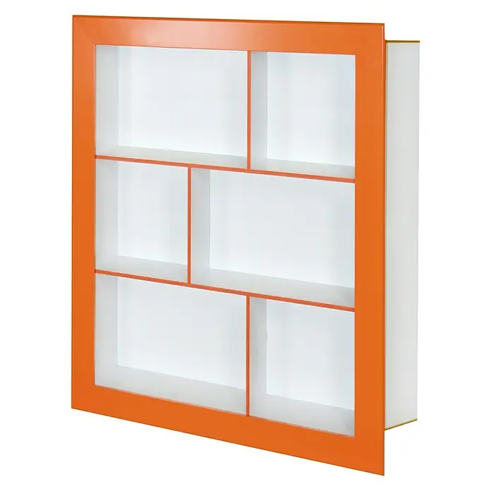 Phönix Regal Frame - L x B x H: 31,5 x 108,8 x 123,3 cm, Weiß/Orange, Traglast: 5 kg/Boden - Linke Seitenansicht