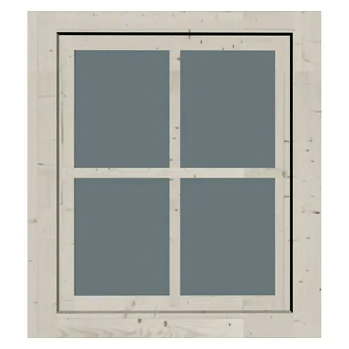 Karibu Fenster-Element - Elfenbeinweiß, Glas, 69 x 80 cm, Geeignet für: Gartenhäuser mit 28 mm Wandstärke - Vorderansicht