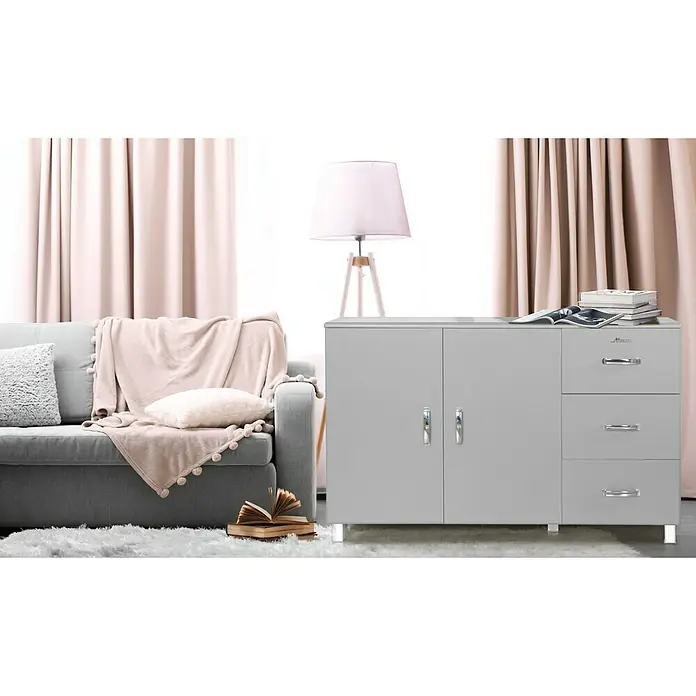 Phönix Miami Sideboard - L x B x H: 43 x 146,4 x 88,8 cm, Hellgrau - Stimmungsaufnahme