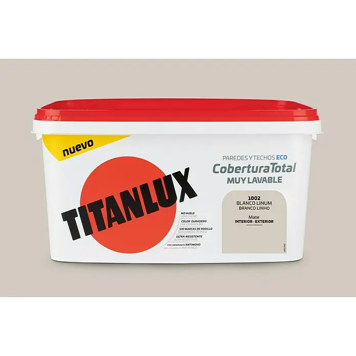 Titan Pintura para paredes Cobertura total - Blanco linum, 4 l, Mate
