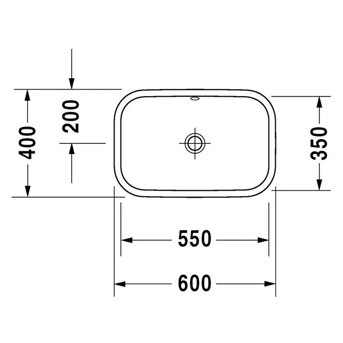 Duravit Happy D.2 Aufsatzwaschbecken - 60 x 40 cm, Mit schmutzabweisender Glasur, Hahnloch: Ohne, Mit Überlauf, Weiß - Vorderansicht