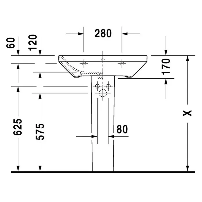 Duravit DuraStyle Waschtisch Typ 1 - 120 x 48 cm, Mit schmutzabweisender Glasur, Hahnloch: Mitte, Mit Überlauf, Weiß
