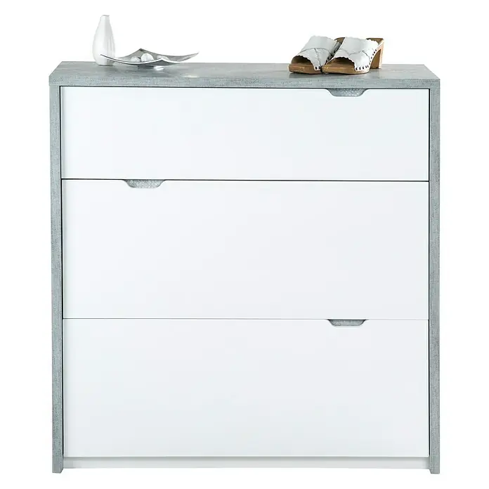 Phönix Bruno Schuhschrank - L x B x H: 38 x 100 x 105,7 cm, Grau/Weiß - Vorderansicht