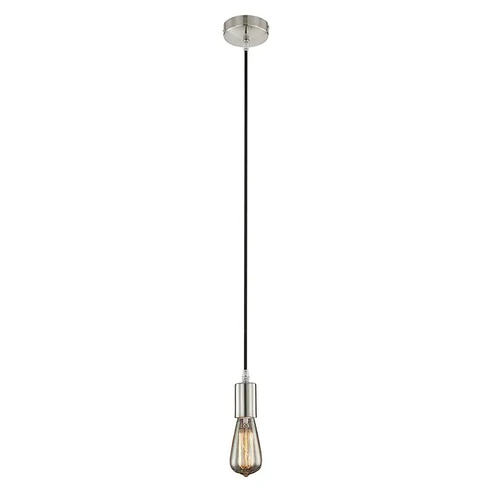 Globo Lámpara colgante redonda - 60 W, Ø x Al: 10 x 140 cm, Níquel mate, E27