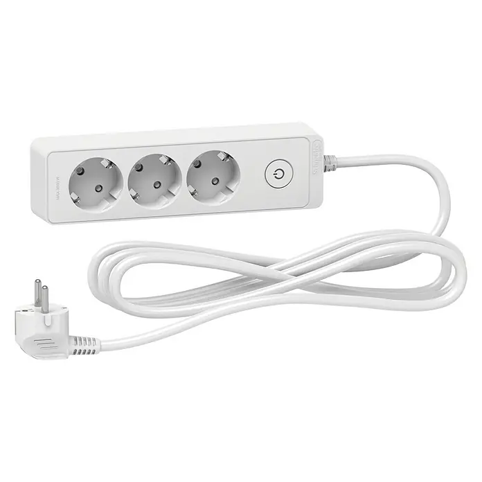 Schneider Electric Base de enchufe múltiple - Número de enchufes Schuko: 3 ud., Blanco, 3 m