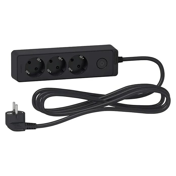 Schneider Electric Base de enchufe múltiple - Número de enchufes Schuko: 3 ud., Antracita, 3 m