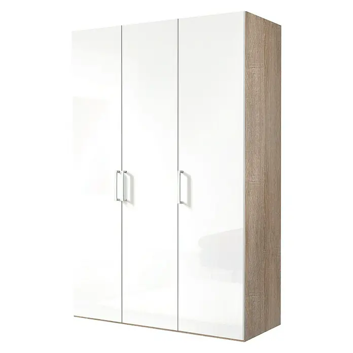 Express Möbel Drehtürschrank Brooklyn - L x B x H: 58 x 150 x 216 cm, Weiß/Sonoma Eiche, Lackiert, Ohne Spiegel - Rechte Seitenansicht