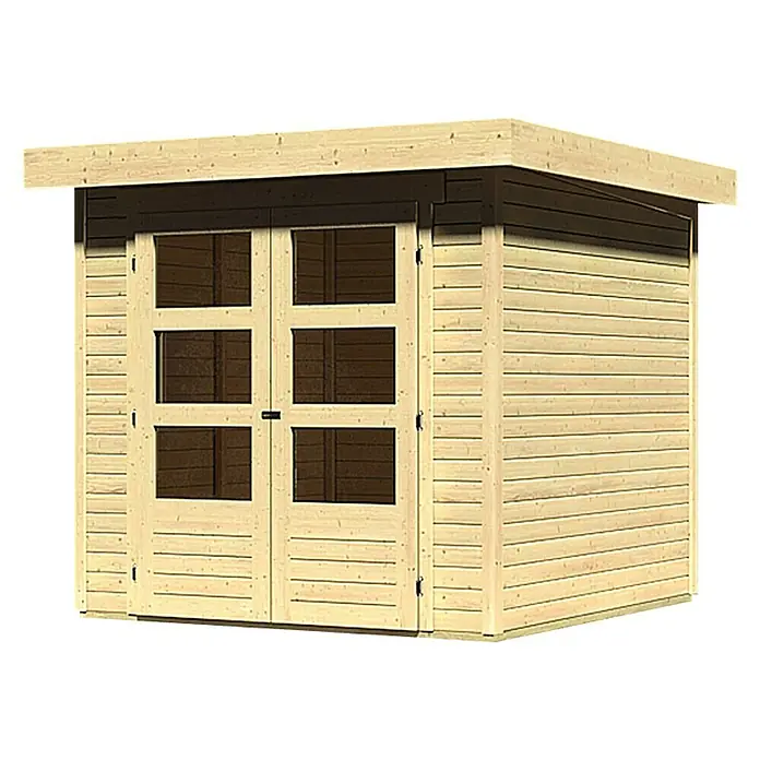 Karibu Gartenhaus Askola - L x B: 217 x 213 cm, Wandstärke: 19 mm, Flachdach, Natur - Linke Seitenansicht