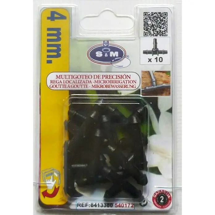 Pieza T microgoteo - 4 mm, 10 ud.