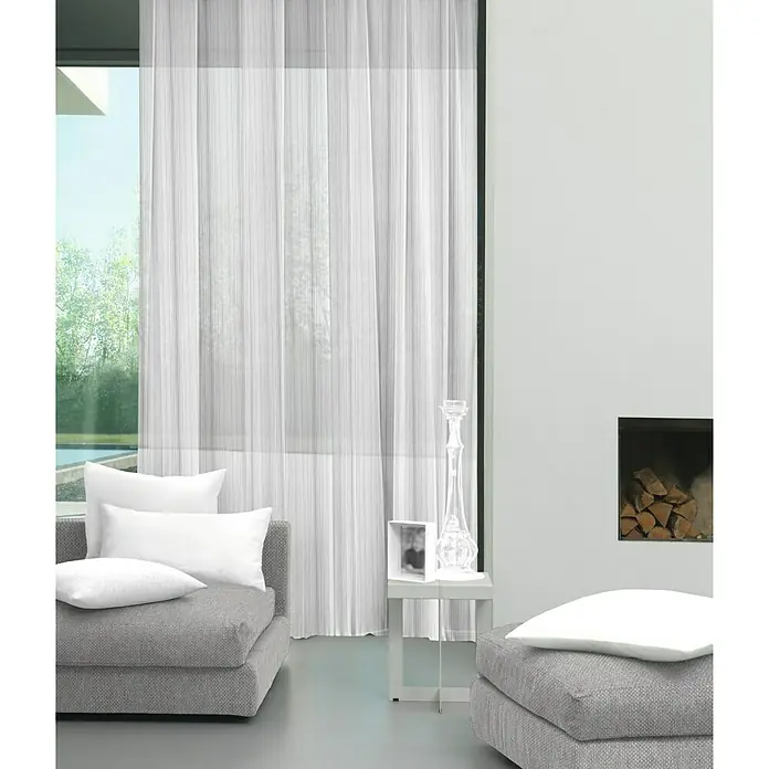 Visillo para ventana Taj - 140 x 250 cm, 100% poliéster, Blanco/gris
