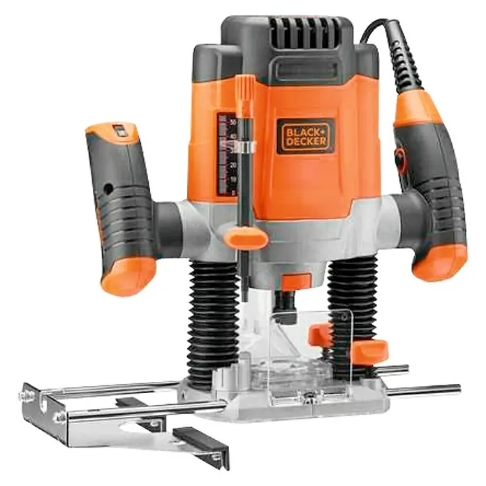 Black+Decker Fresadora de superficie KW1200EKA - 1.200 W, Carrera máx. de fresado: 55 mm