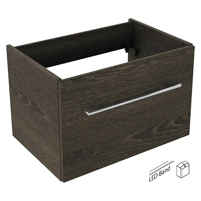 Camargue Stella Waschtischunterschrank - 59,2 x 40,8 x 39 cm, 1 Schubkasten, Mit Beleuchtung, Eiche Maron - Linke Seitenansicht