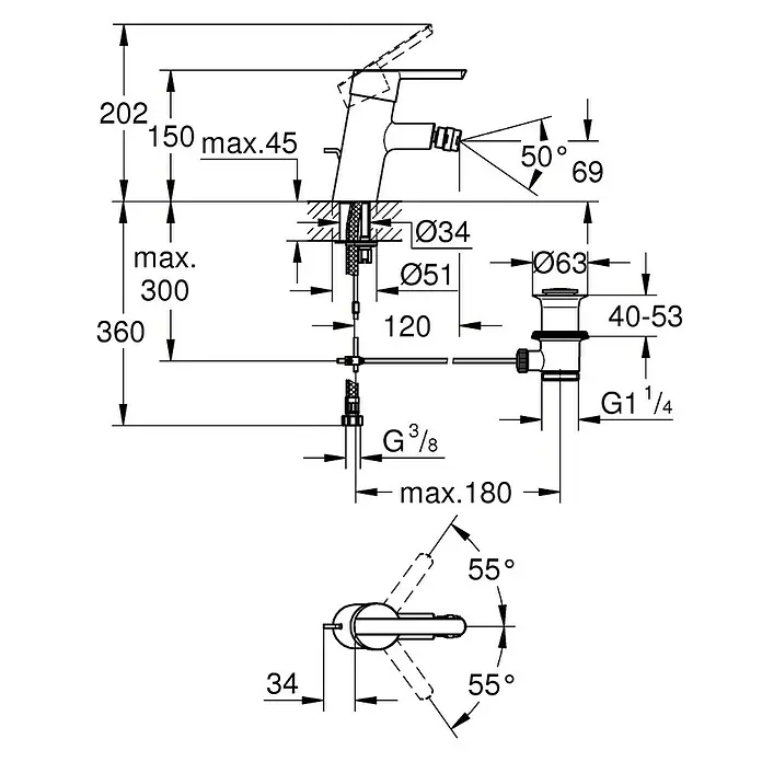Grohe Feel Grifo monomando de bidé - Cromo, Brillante