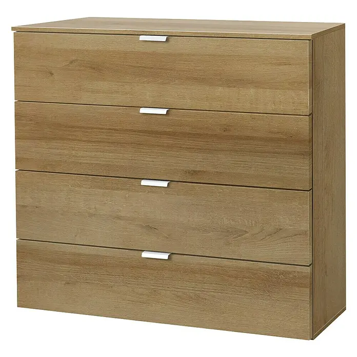 Express Möbel Kommode Carina - L x B x H: 42 x 80 x 80 cm, Riviera Eiche, Anzahl Schubladen: 4 Stk. - Rechte Seitenansicht