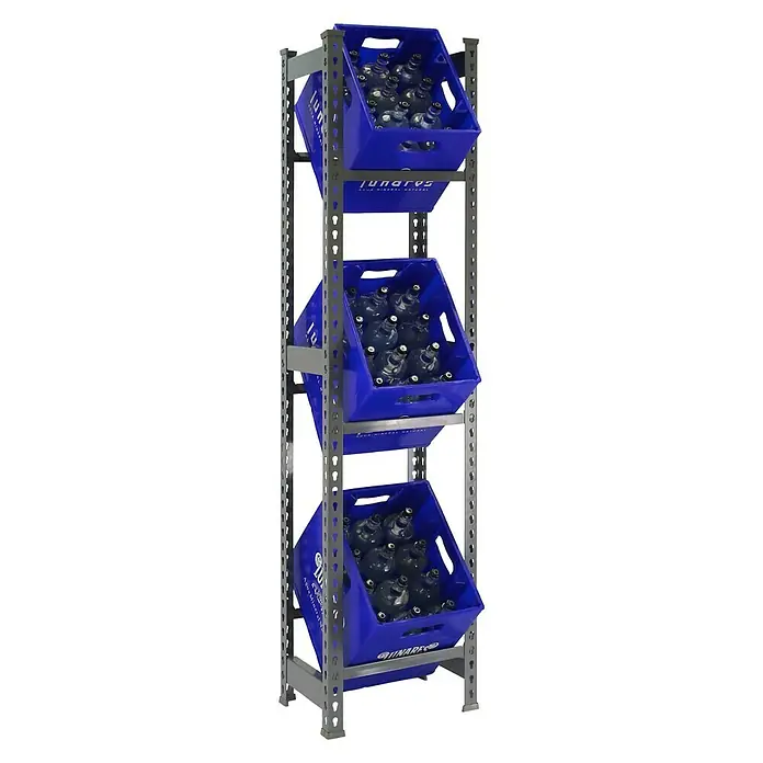 Simonrack Simonbottle Metall-Getränkekistenregal Bottleclick - L x B x H: 30 x 40 x 180 cm, Traglast: 100 kg/Boden, Anzahl Böden: 3 Stk., Grau - Ansicht von oben