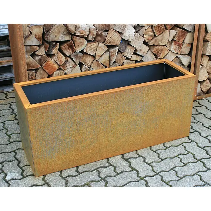 Palatino Exlusive Line Pflanzkübel eckig Lotte - 80 x 40 x 50 cm, Cortenstahl, Rotbraun - Stimmungsaufnahme