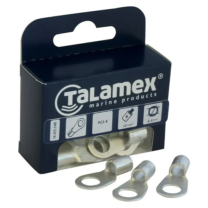 Talamex Quetschkabelschuh - Für Kabelquerschnitt: 16 mm², Für Bolzendurchmesser: 8 mm, 4 Stk. - Linke Seitenansicht