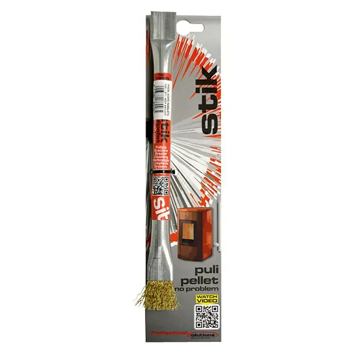 Pincel y rasqueta para estufa de pellets - Acero inoxidable, Largo: 240 mm