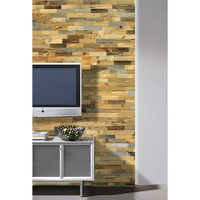 Wodewa Echtholzriemchen Original Kiefer Altholz - 200 x 50 mm, Stärke: 4 mm - 11 mm, Inhalt: 1 m² - Stimmungsaufnahme