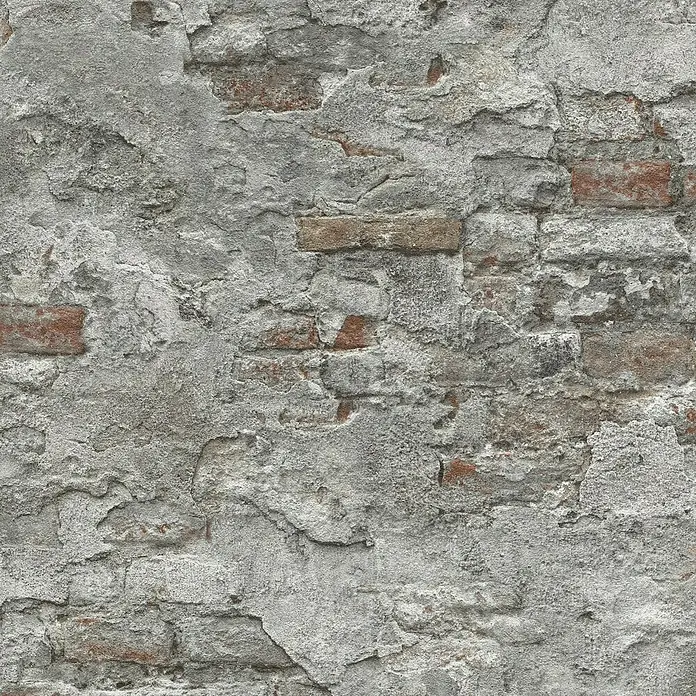 Rasch Vliestapete Bruchstein - Rot/Grau, Steinoptik, 10,05 x 0,53 m