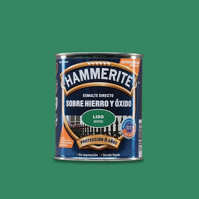 Hammerite Esmalte para metal Hierro y Óxido Liso - Verde, 750 ml, Liso