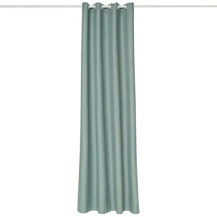 Cortina con ollaos Plata Cristel - 140 x 260 cm, 100 % poliéster, Verde