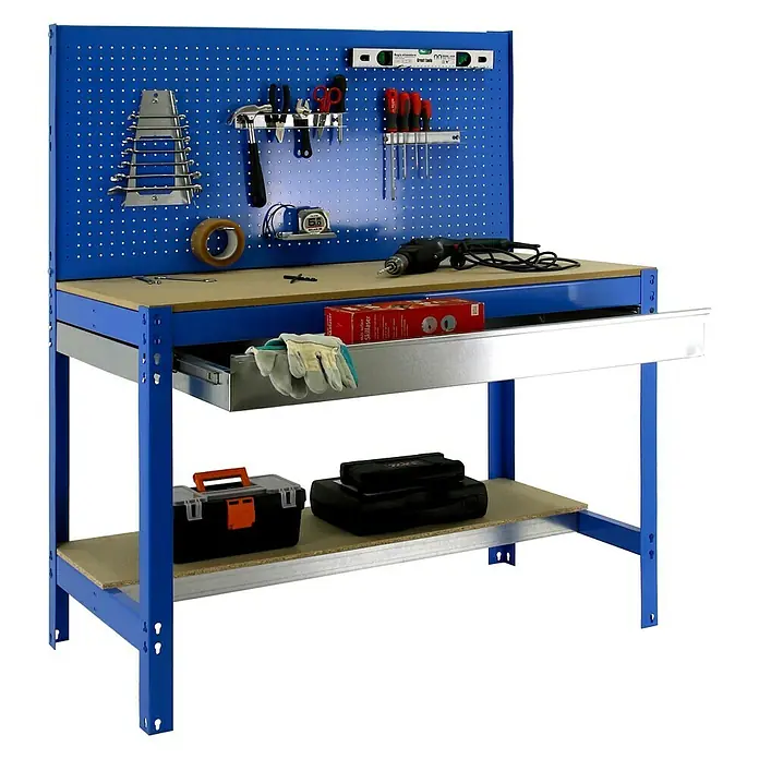 Simonrack Simonwork Werkbank BT-2 Box 900 - L x B x H: 61 x 91 x 144,5 cm, Anzahl Schubladen: 1 Stk., Blau - Ansicht von oben