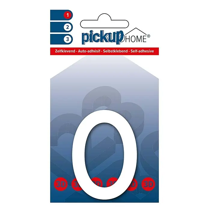 Pickup 3D Home Kućni broj Rio - Visina: 6 cm, Motiv: 0, Bijele boje, Plastika, Samoljepljivo