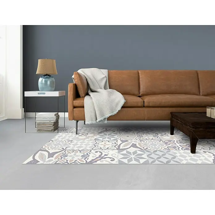 Alfombra de vinilo Croma BCN vintage - Pastel azul, 180 x 120 cm
