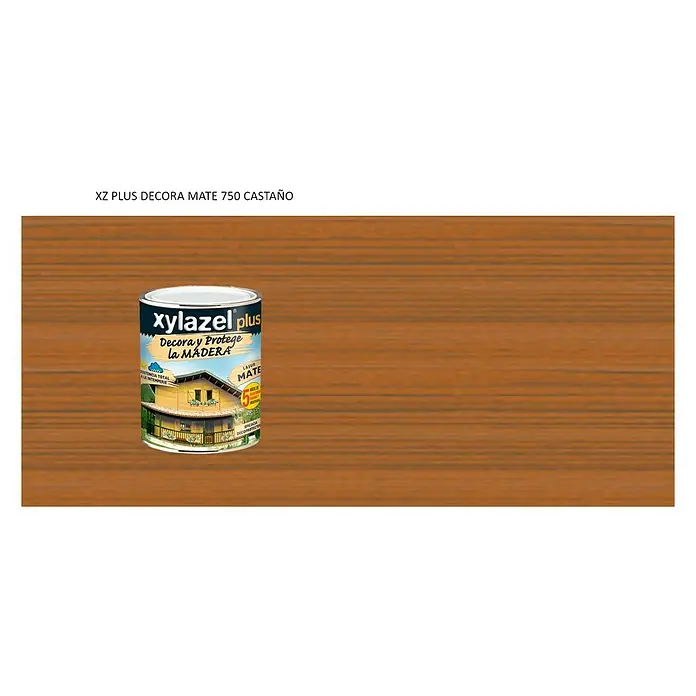 Xylazel Protección para madera lasur Decora - Castaño, 750 ml, Mate