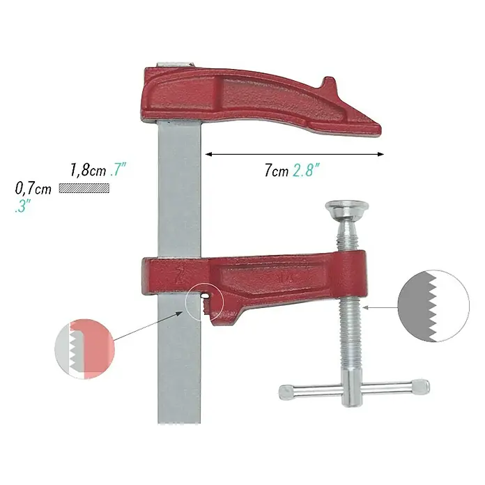 Piher Sargento de fundición M-15 - Anchura de sujeción: 150 mm, Apertura máxima: 70 mm