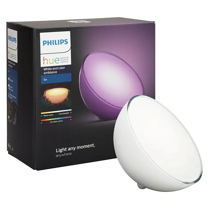 Philips Hue Led-tafellamp Go - 6 W, l x b x h: 15 x 15 x 7,9 cm, Wit, Warm wit