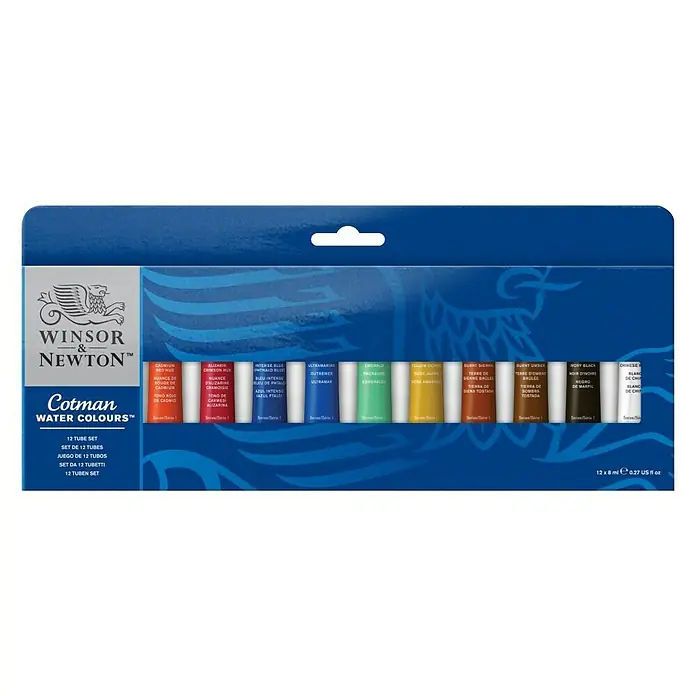 Winsor & Newton Cotman Set akvarel boja - 12 Kom. x 8 ml - Pogled sprijeda