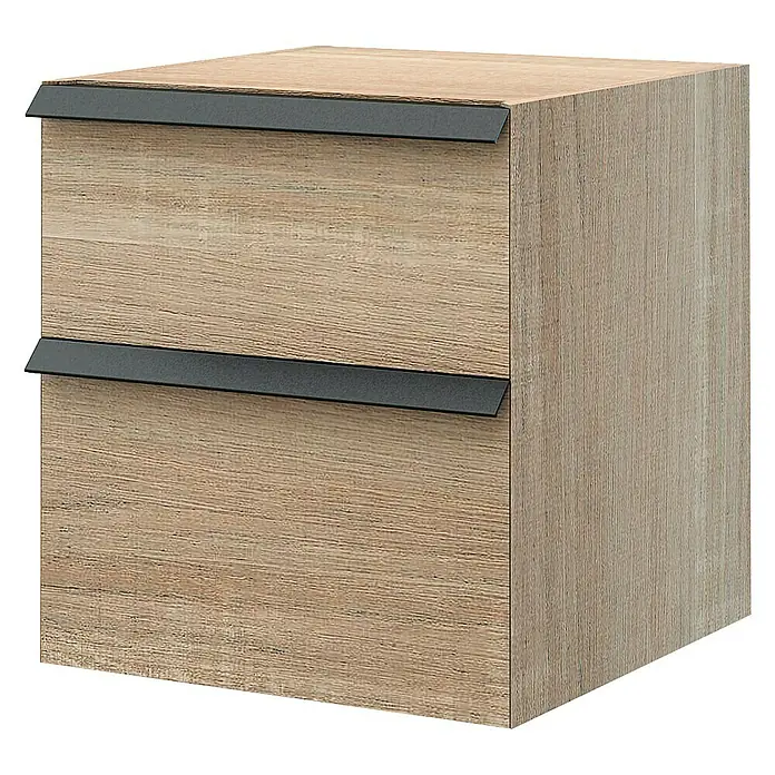 Baden Haus Qubo Seitenschrank - 46 x 45 x 49 cm, 2 Schubkästen, Eiche Bruges