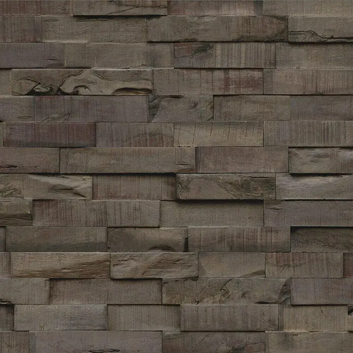 Indo Houten paneel Indo 3D Wall Slimwood Charred - Hevea, 560 x 200 x 8 mm, 9 panelen - Vooraanzicht